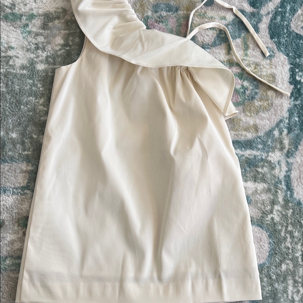 Crewcuts Cream One-Shoulder Ruffle Dress - Picture 3 of 5